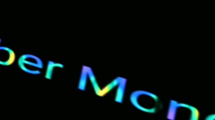 Animated text with Cyber Monday in vibrant rainbow colors on a black background. Perfect for promotional videos or holiday sale announcements.