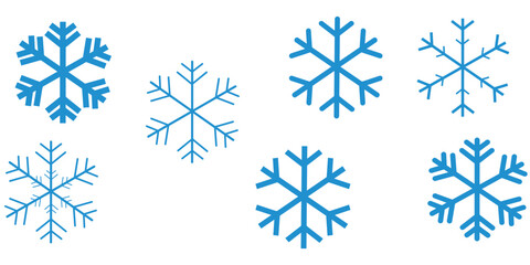 Winter snowflake icon set. Vector collection of snow symbols for holiday decor, winter backgrounds, and seasonal illustrations.