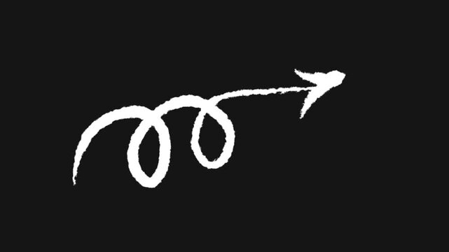 Twisted Path Forward Hand Drawn Arrow Animation Guiding Journey Direction Progress Growth with Artistic Flourish and