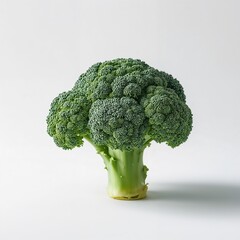 Fresh broccoli crown isolated on pure white background