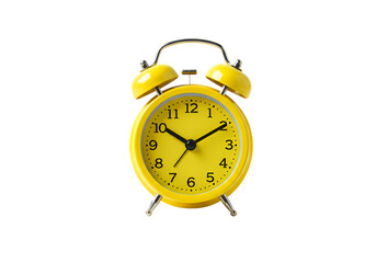 Vibrant Yellow Alarm Clock Symbolizing Timeliness and Urgent Deadlines on a Dark Backdrop isolated on transparent background