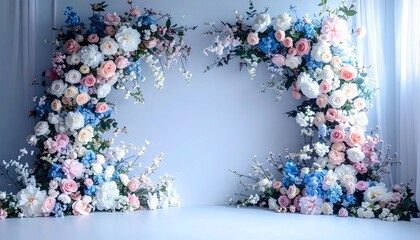 Maternity, wedding, photography backdrop. Pastel background featuring floral designs
