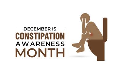 Constipation awareness month is observed every year in December background, banner or poster design template. Pelvic pain stomachache medical healthcare concept.  Gastrointestinal, diarrheas.