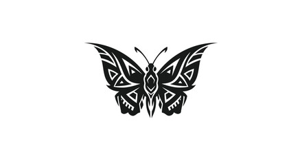 Black Tribal Butterfly Silhouette with Intricate Wings