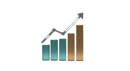 Minimalist 3D Bar Chart Graph Showing Business Growth and Success Vector Icon