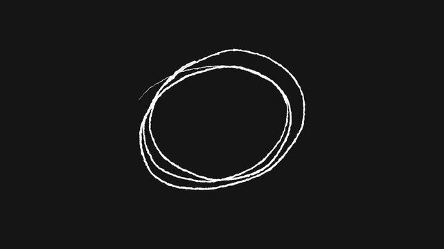 Scribbled Circle Sketch on Black Background Abstract Hand Drawn Line Art Rough Edges Design Element Artistic Expression