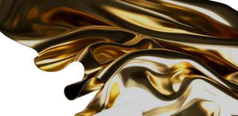 Abstract background featuring golden fabric in flowing drapes. Elegant design for luxury concepts. High-quality image for various uses.