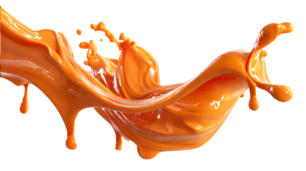 A dynamic splash of vibrant orange paint frozen in mid air against a stark black backdrop image