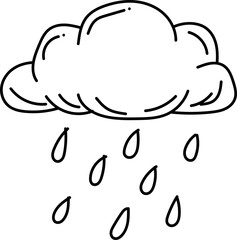 Obraz premium Minimalist cloud with raindrops illustration simple and clean weather concept