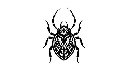Black tribal spider silhouette on white background