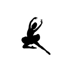 Graceful silhouette of a ballerina in mid leap performing ballet dance