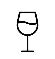 Simple Wine Glass Icon with Partial Liquid Fill on White Background