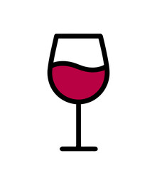 Wineglass filled with Red Wine Graphic Symbol on White Background