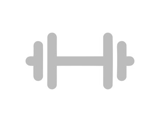 Simple dumbbell icon in gray, representing fitness equipment for strength training