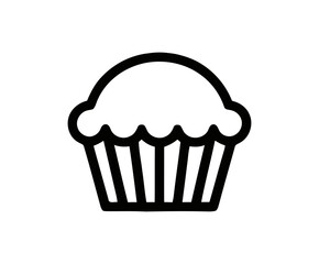 Cupcake Graphic Outline on White Background
