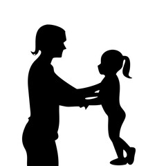Silhouette of a mother holding her baby
