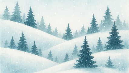 Serene winter landscape painting.