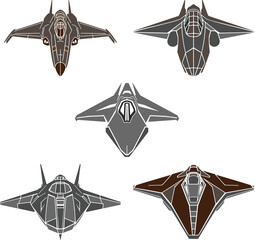 Futuristic Starship Color Vector Design
