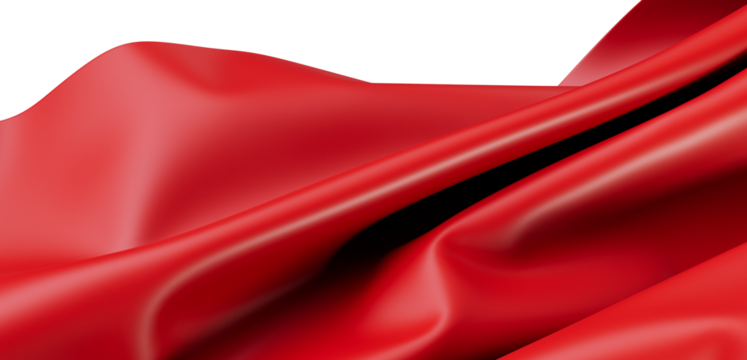 Beautiful textured red fabric background. Draped cloth with flowing folds and soft shadows. Great for design backgrounds and decoration.