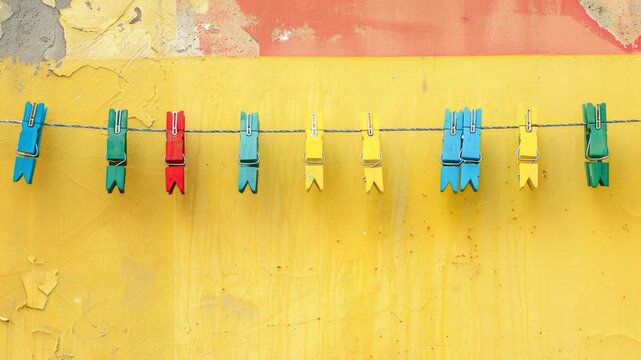 Video clip A collection of clothes hung out to dry on a traditional clothesline