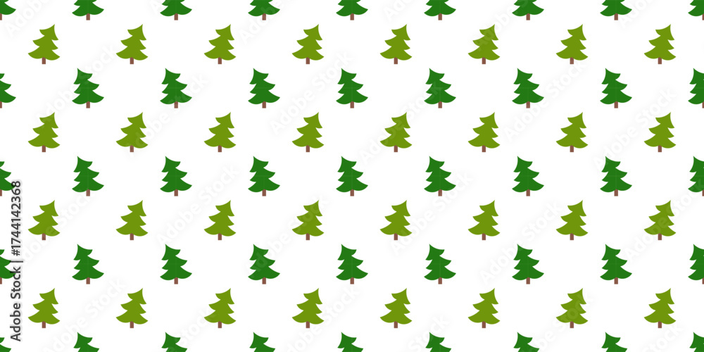 Wall mural christmas trees simple seamless pattern. green spruces on white background repeating pattern. vector