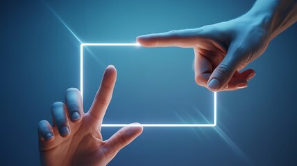 Hands Framing a Glowing Rectangle Abstract Technology Concept Illustration