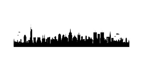 Obraz premium City silhouette vector set. Panorama city background. Skyline urban border collection.vector icon