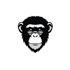 Chimpanzee face logo on white background Keywords: chimpanzee, monkey, ape, primate, animal
