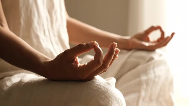 Close Up of Hands in Meditation Pose for Mindfulness and Relaxation.