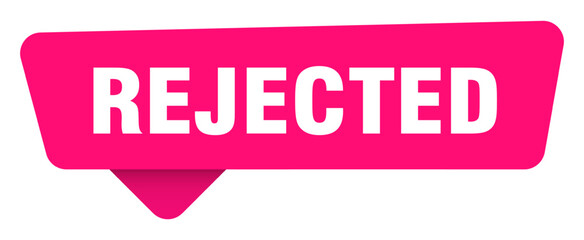 rejected magenta sticker isolated on transpatent background. rejected sign
