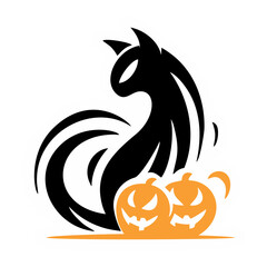 Set of colorful Halloween vector stickers with black cats, pumpkins, moons, and bats. Perfect for cards, decor, and seasonal design projects.