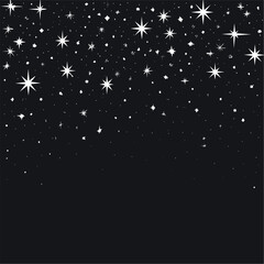Fototapeta premium Night Sky with Stars Sparkling on Black Background, Sparkling Starry Night Background, Glowing Stars in Dark Sky, Beautiful Night Sky Vector Design