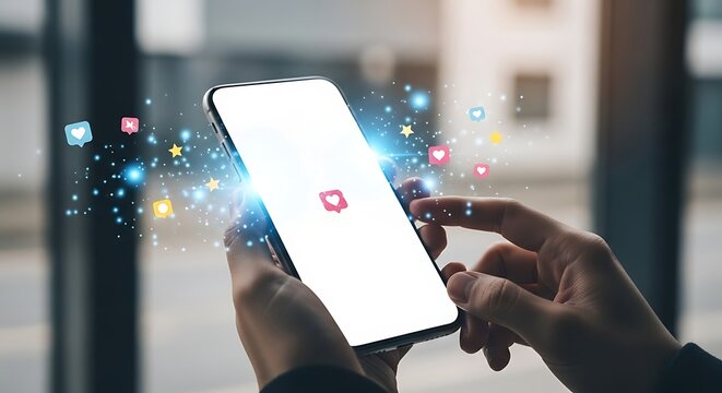 Engaging mobile experience with social media notifications and digital interaction online