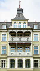 Fototapeta premium Ancient rooftops of ancient houses in Gdansk Wrzeszcz