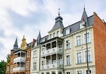Ancient rooftops of ancient houses in Gdansk Wrzeszcz	