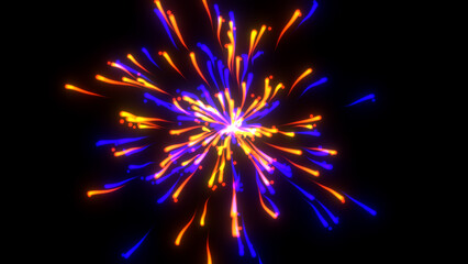 A sense of movement, depth, and energy, evoking themes of light, celebration, and digital...