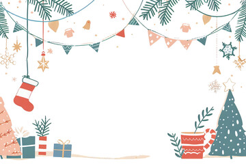 Fototapeta premium AI Image Festive Christmas scene featuring holiday decorations and gift presents on a dark
