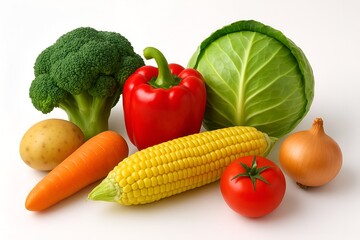 fresh vegetables on white background