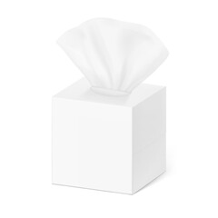 Realistic tissue paper box mockup. Vector illustration isolated on white background. Can be use for template your design, presentation, promo, ad. EPS10.