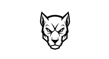 Fototapeta premium Fierce Panther Head Logo Black and White animal
