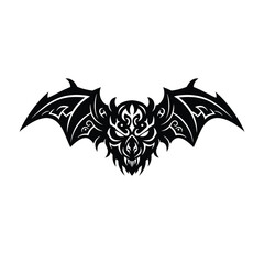 Fierce tribal bat demon with detailed wings vector