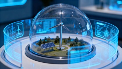 Sustainable tech business innovations in renewable energy smart city industrial environment futuristic viewpoint