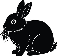 Vector illustration of a cute cartoon fluffy small baby rabbit or bunny with ears, isolated on white