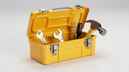 Yellow Metal Toolbox Filled With Essential Hand Tools For Home Repairs And Projects, ai-generated