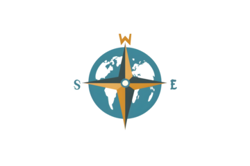 AI Image Artistic global navigation tool with compass rose and directional markings