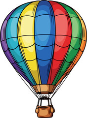 vibrant hot air balloon soaring with dreams of limitless adventure and boundless joy, isolated on transparent background