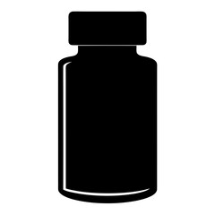 Fototapeta premium Vector art of silhouette of a medicine bottle, representing pharmaceutical products, healthcare, or medical supplies in a minimalist style