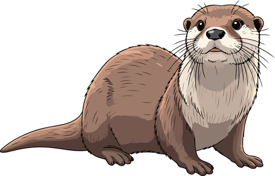 brown otter cartoon animal on white background clip art preview