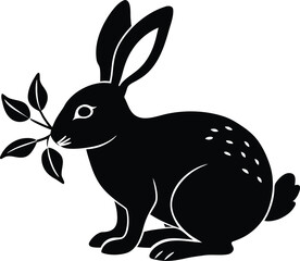 Obraz premium Black and white vector illustration of a cute cartoon bunny for Easter holiday design