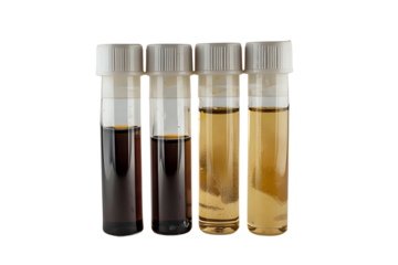 AI Image Chemical Solutions in Laboratory Tubes with Varying Shades Against a Black Background